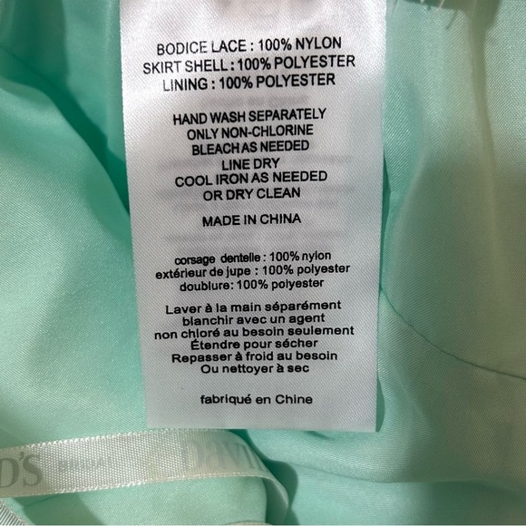 Davids Bridal Fairy Princess Dress Mint Green Chantilly Lace Tulle Fit & Flare - Picture 9 of 9